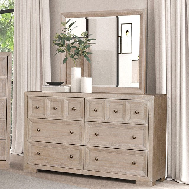 FM79011NT-4PC 4 pc Hatton cross weathered natural tawny finish wood paneled queen bedroom set USB plugs