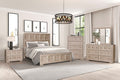 FM79011NT-4PC 4 pc Hatton cross weathered natural tawny finish wood paneled queen bedroom set USB plugs