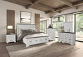 FM79014WH-4PC 4 pc Hampstead white and dark brown finish wood modern farmhouse queen bedroom set