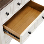 FM79014WH-4PC 4 pc Hampstead white and dark brown finish wood modern farmhouse queen bedroom set