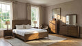 FM79018WN-4PC 4 pc Clarksburg walnut finish wood mid-century modern queen bedroom set
