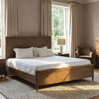 FM79018WN-4PC 4 pc Clarksburg walnut finish wood mid-century modern queen bedroom set