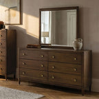 FM79018WN-4PC 4 pc Clarksburg walnut finish wood mid-century modern queen bedroom set