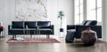 FM90000-SL 2 pc Mezzanotte midnight blue italian leather sofa and love seat set modern with track arms
