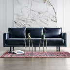 FM90000-SL 2 pc Mezzanotte midnight blue italian leather sofa and love seat set modern with track arms