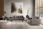 FM90000GY-SL 2 pc Mezzanotte grey italian leather sofa and love seat set modern with track arms