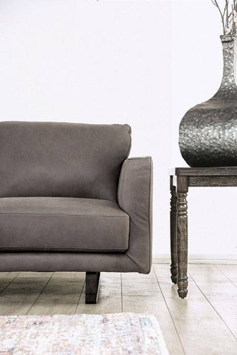 FM90000GY-SL 2 pc Mezzanotte grey italian leather sofa and love seat set modern with track arms
