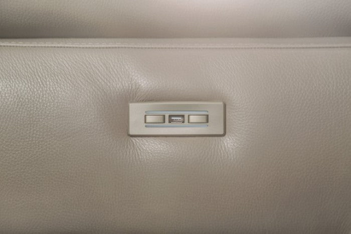 FM90001TP-SL-PM 2 pc Bladerico taupe italian leather sofa and love seat set modern with wide arms power motion recliners