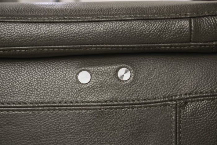 FM90002GY-SL-PM 2 pc Altamura grey italian leather sofa and love seat set modern with squared arms power recliner USB