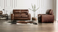 FM90005CG-SL 2 pc Marsicano cognac italian leather sofa and love seat set modern with squared arms