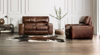FM90005CG-SL 2 pc Marsicano cognac italian leather sofa and love seat set modern with squared arms