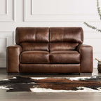 FM90005CG-SL 2 pc Marsicano cognac italian leather sofa and love seat set modern with squared arms