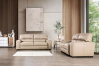 FM90005TP-SL 2 pc Marsicano taupe italian leather sofa and love seat set modern with squared arms