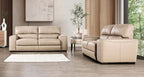 FM90005TP-SL 2 pc Marsicano taupe italian leather sofa and love seat set modern with squared arms