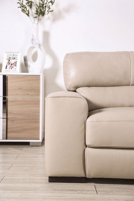 FM90005TP-SL 2 pc Marsicano taupe italian leather sofa and love seat set modern with squared arms