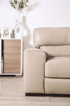FM90005TP-SL 2 pc Marsicano taupe italian leather sofa and love seat set modern with squared arms