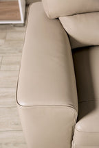 FM90005TP-SL 2 pc Marsicano taupe italian leather sofa and love seat set modern with squared arms