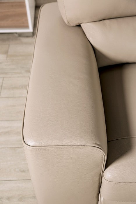 FM90005TP-SL 2 pc Marsicano taupe italian leather sofa and love seat set modern with squared arms