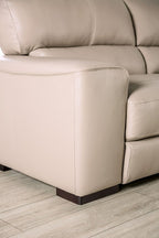 FM90005TP-SL 2 pc Marsicano taupe italian leather sofa and love seat set modern with squared arms