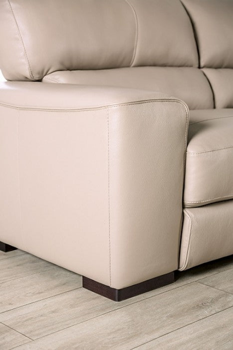 FM90005TP-SL 2 pc Marsicano taupe italian leather sofa and love seat set modern with squared arms