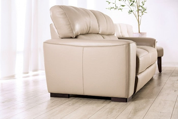 FM90005TP-SL 2 pc Marsicano taupe italian leather sofa and love seat set modern with squared arms
