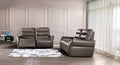 FM90007GY-SL-PM 2 pc Granucci grey italian leather sofa and love seat set modern with flared arms power motion recliners