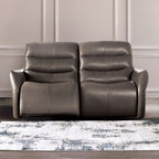 FM90007GY-SL-PM 2 pc Granucci grey italian leather sofa and love seat set modern with flared arms power motion recliners