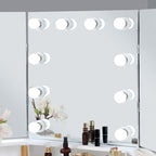 FOA-DK5134WH 3 pc Rosdorf park lorybelle luminous white finish wood corner make up bedroom vanity set