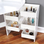 FOA-DK5134WH 3 pc Rosdorf park lorybelle luminous white finish wood corner make up bedroom vanity set
