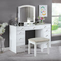 FOA-DK5240 3 pc Rosdorf park sheffield louise white finish wood make up bedroom vanity set