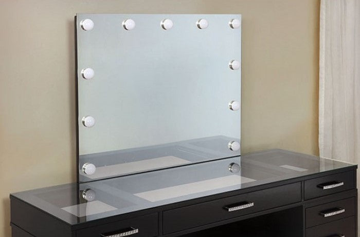 FOA-DK5682DG 3 pc Rosdorf park sheffield valentina obsidian gray finish wood make up bedroom vanity set