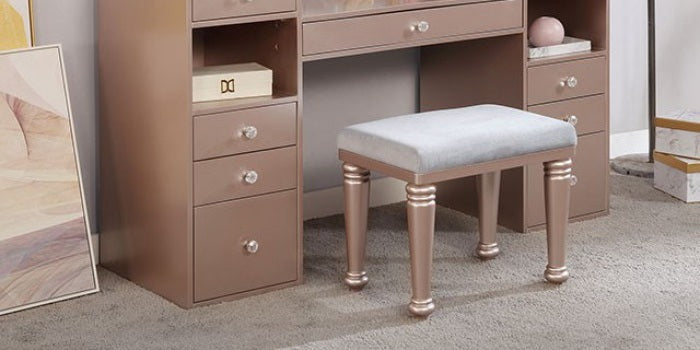 FOA-DK5683PK 3 pc Rosdorf park sheffield yasmine tiffany blush finish wood make up bedroom vanity set