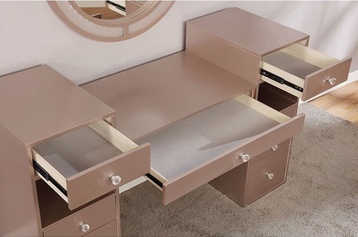 FOA-DK5683PK 3 pc Rosdorf park sheffield yasmine tiffany blush finish wood make up bedroom vanity set