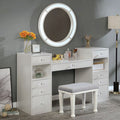FOA-DK5683WH 3 pc Rosdorf park sheffield yasmine luminous white finish wood make up bedroom vanity set