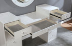FOA-DK5683WH 3 pc Rosdorf park sheffield yasmine luminous white finish wood make up bedroom vanity set