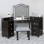 FOA-DK5686DG 3 pc Rosdorf park sheffield tracie obsidian gray finish wood corner make up bedroom vanity set