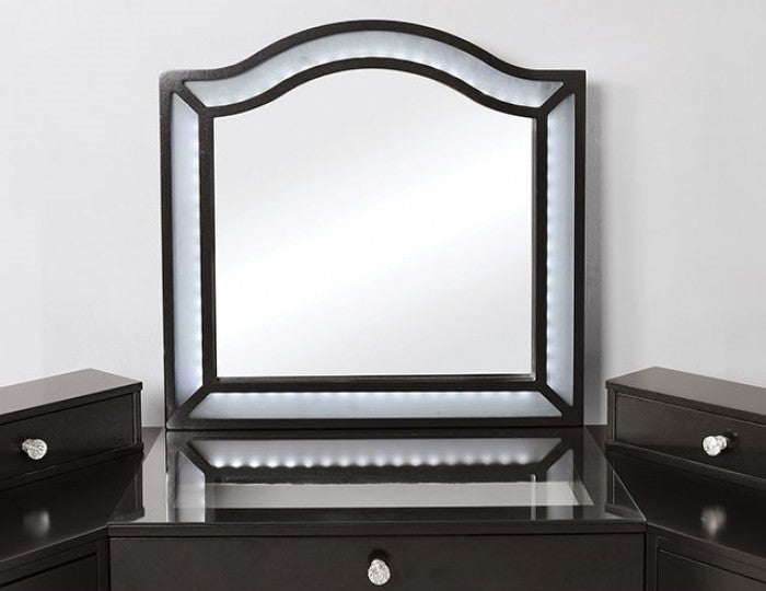 FOA-DK5686DG 3 pc Rosdorf park sheffield tracie obsidian gray finish wood corner make up bedroom vanity set
