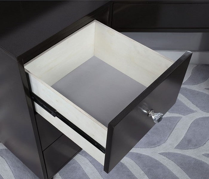 FOA-DK5686DG 3 pc Rosdorf park sheffield tracie obsidian gray finish wood corner make up bedroom vanity set