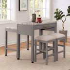 FOA3544LG-PT-3PC 3 pc Whitehall light gray finish wood faux marble top padded seats counter height dining table set