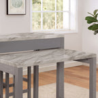 FOA3544LG-PT-3PC 3 pc Whitehall light gray finish wood faux marble top padded seats counter height dining table set