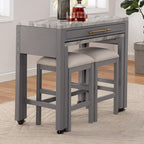 FOA3544LG-PT-3PC 3 pc Whitehall light gray finish wood faux marble top padded seats counter height dining table set