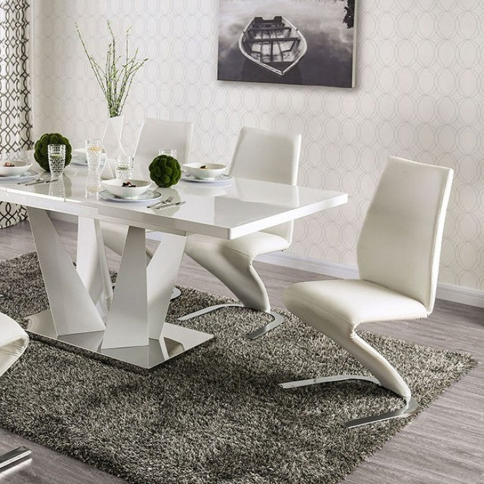 FOA3742T-7PC 7 pc Latitude run grahame zain white high gloss finish wood dining table set