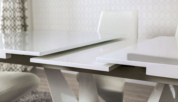 FOA3742T-7PC 7 pc Latitude run grahame zain white high gloss finish wood dining table set