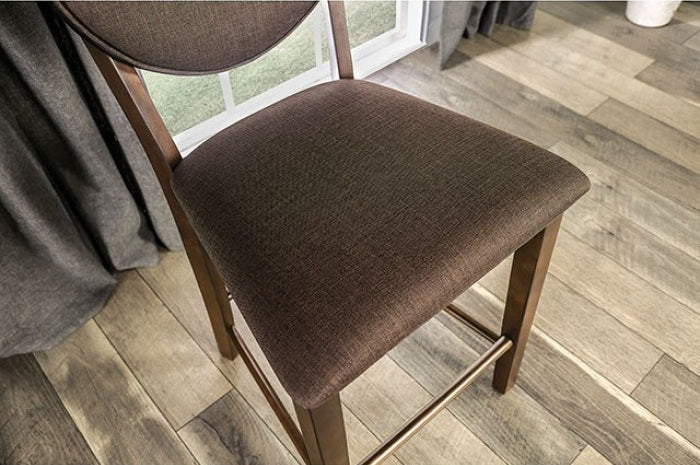 FOA3787RPT 5 pc Canora grey mel marina walnut finish wood 54" round counter height dining table set