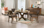 FOA3787RT-5PC 5 pc Loon peak oilton marina dark walnut finish wood round top dining table set