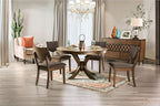 FOA3787RT-5PC 5 pc Loon peak oilton marina dark walnut finish wood round top dining table set