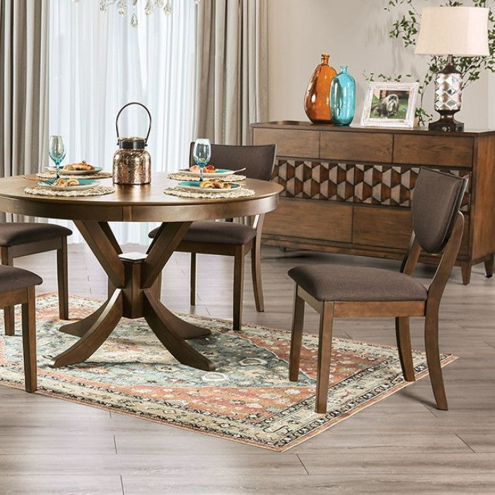 FOA3787RPT 5 pc Canora grey mel marina walnut finish wood 54" round counter height dining table set