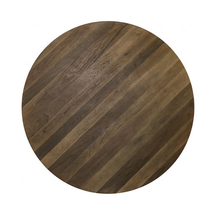 FOA3787RT-5PC 5 pc Loon peak oilton marina dark walnut finish wood round top dining table set