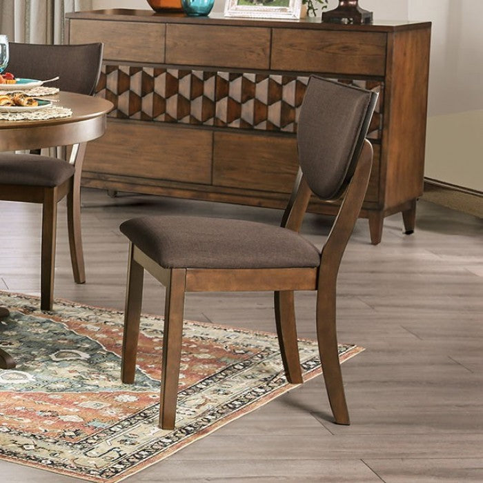 FOA3787RT-5PC 5 pc Loon peak oilton marina dark walnut finish wood round top dining table set