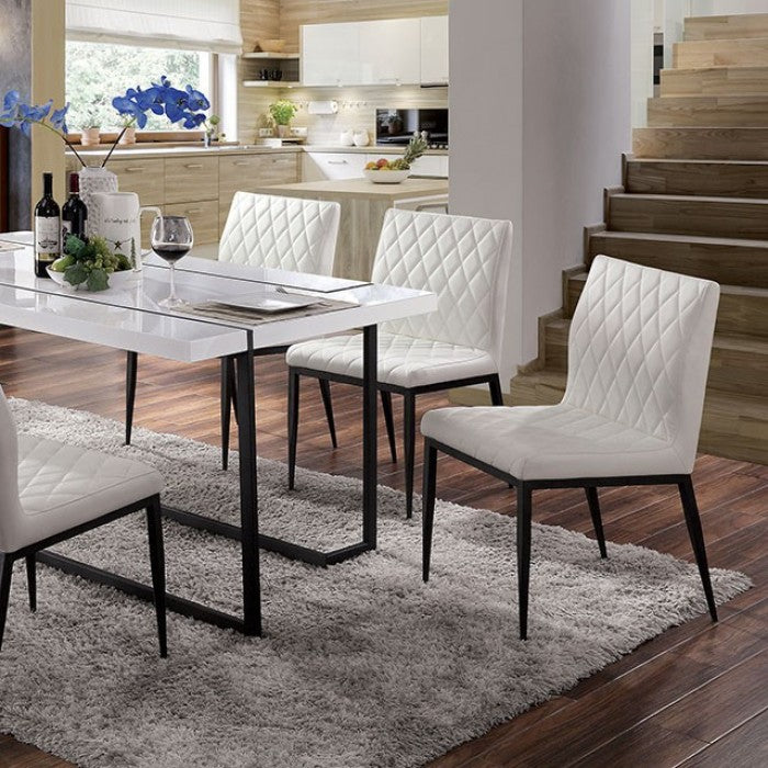 FOA3799T-7PC 7 pc Canora grey alisha black and white finish mid century modern dining table set